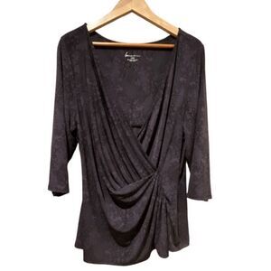 Lane Bryant Black Floral Blouse